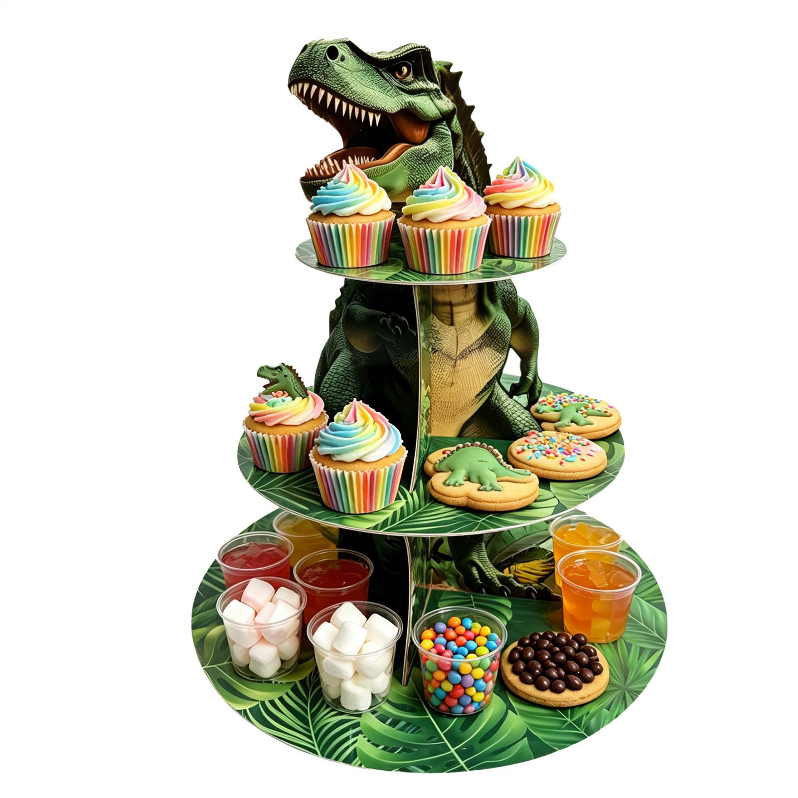 Home Bar Stand - Cupcake Stand 3 Tiers Dinosaur Shaped