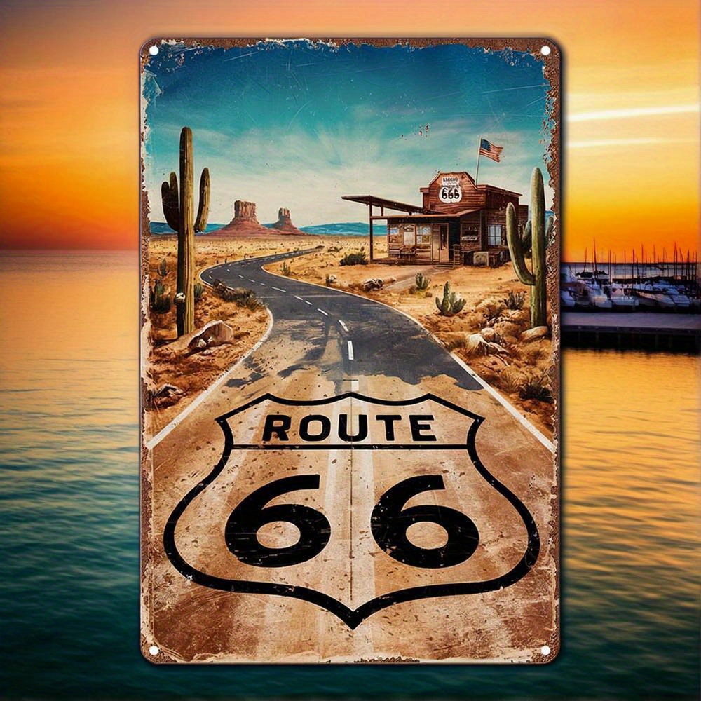 Home Bar And Kitchen - Vintage Route 66 Metal Sign -