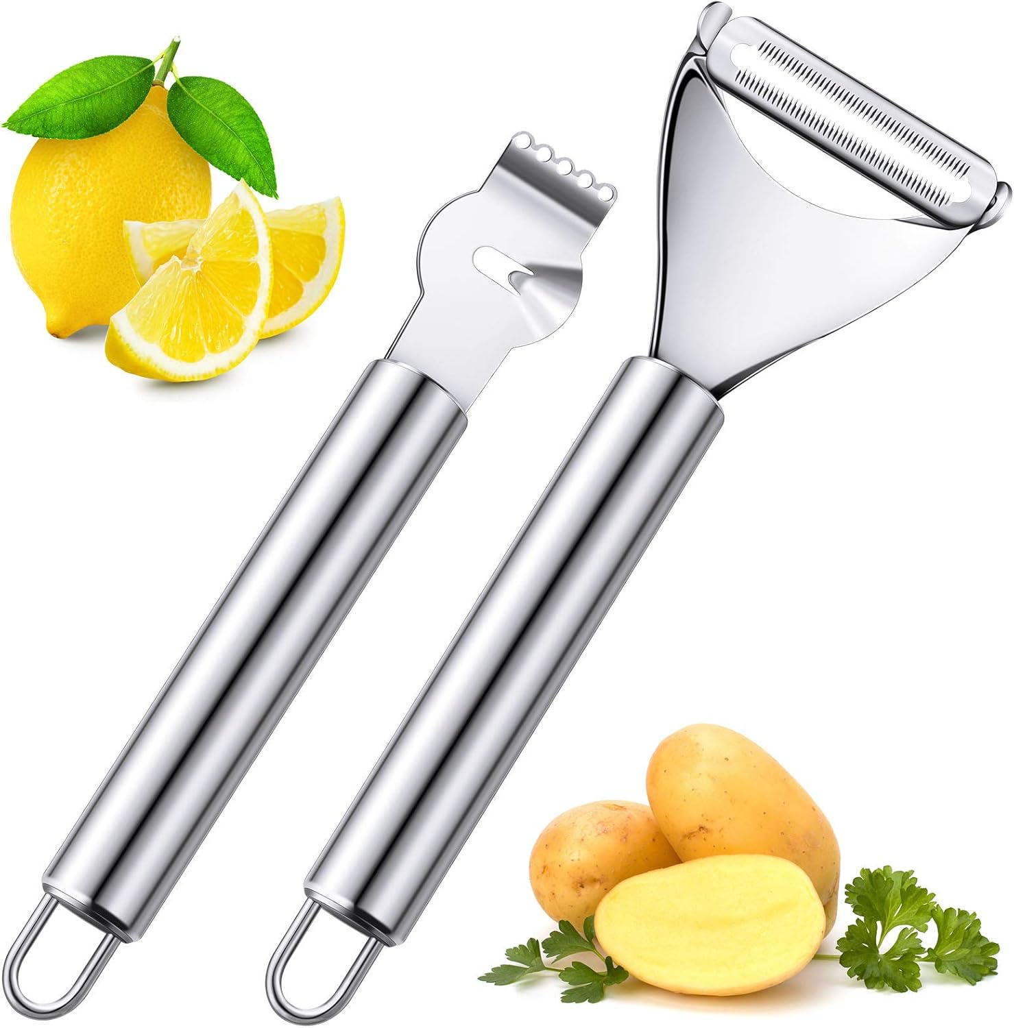 Peeler Channel Knife - 2 Pieces Stainless Steel Lemon Citrus
