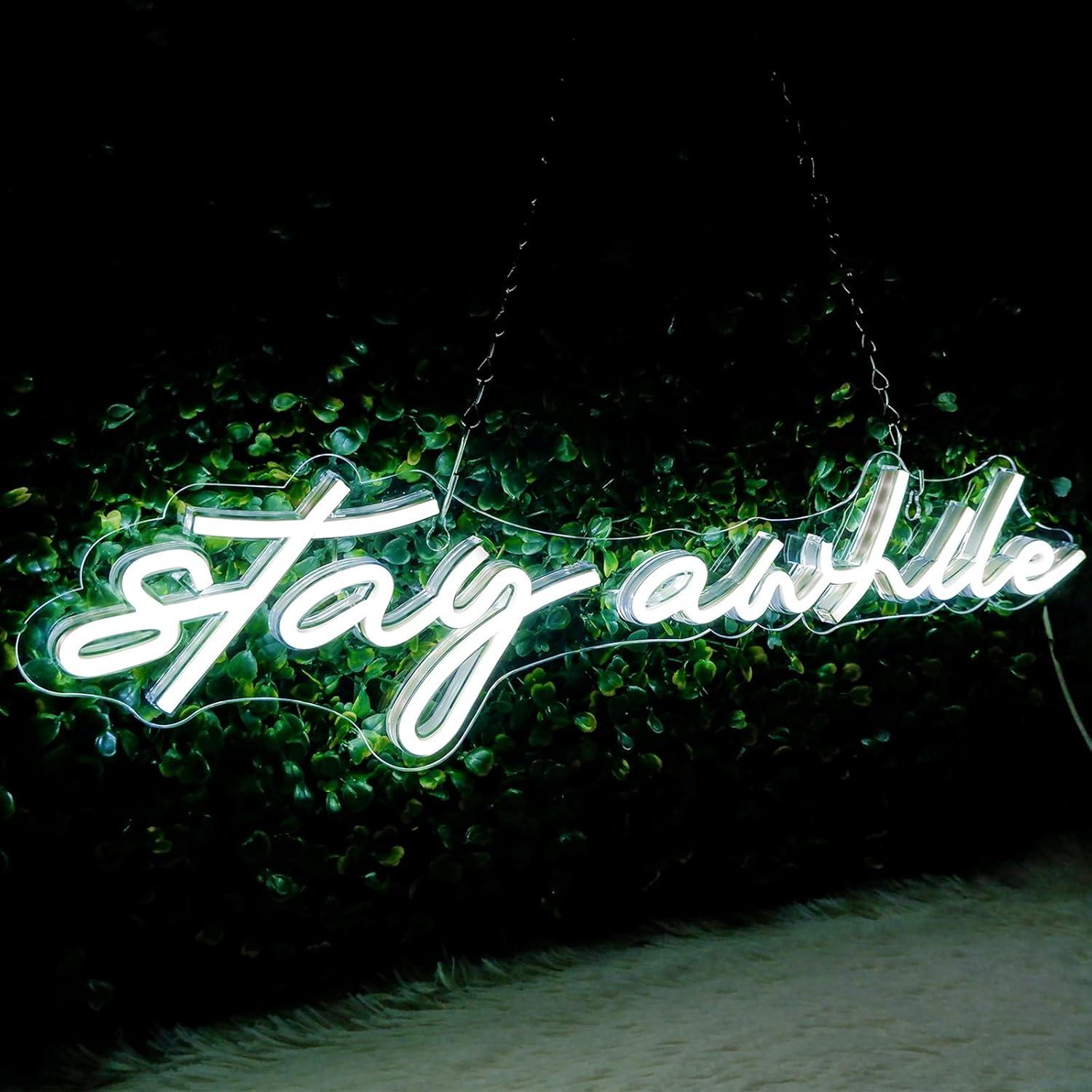 Stay Awhile Neon Signs USB Dim - Home Bar Signs ulasan dan harga