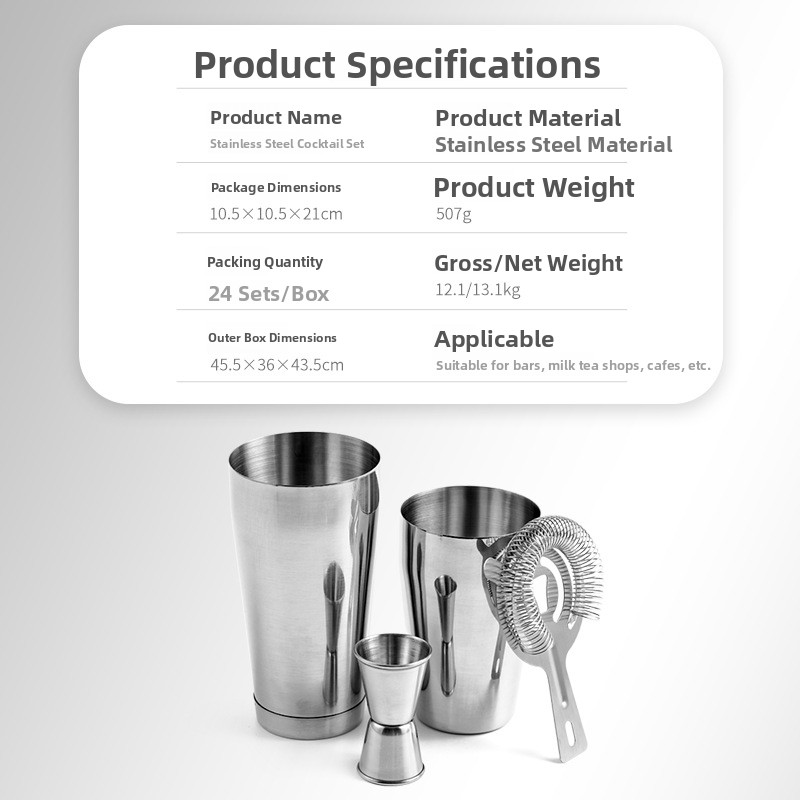Stainless Steel Bar Tool Set C - Boston Shaker Set ulasan dan harga
