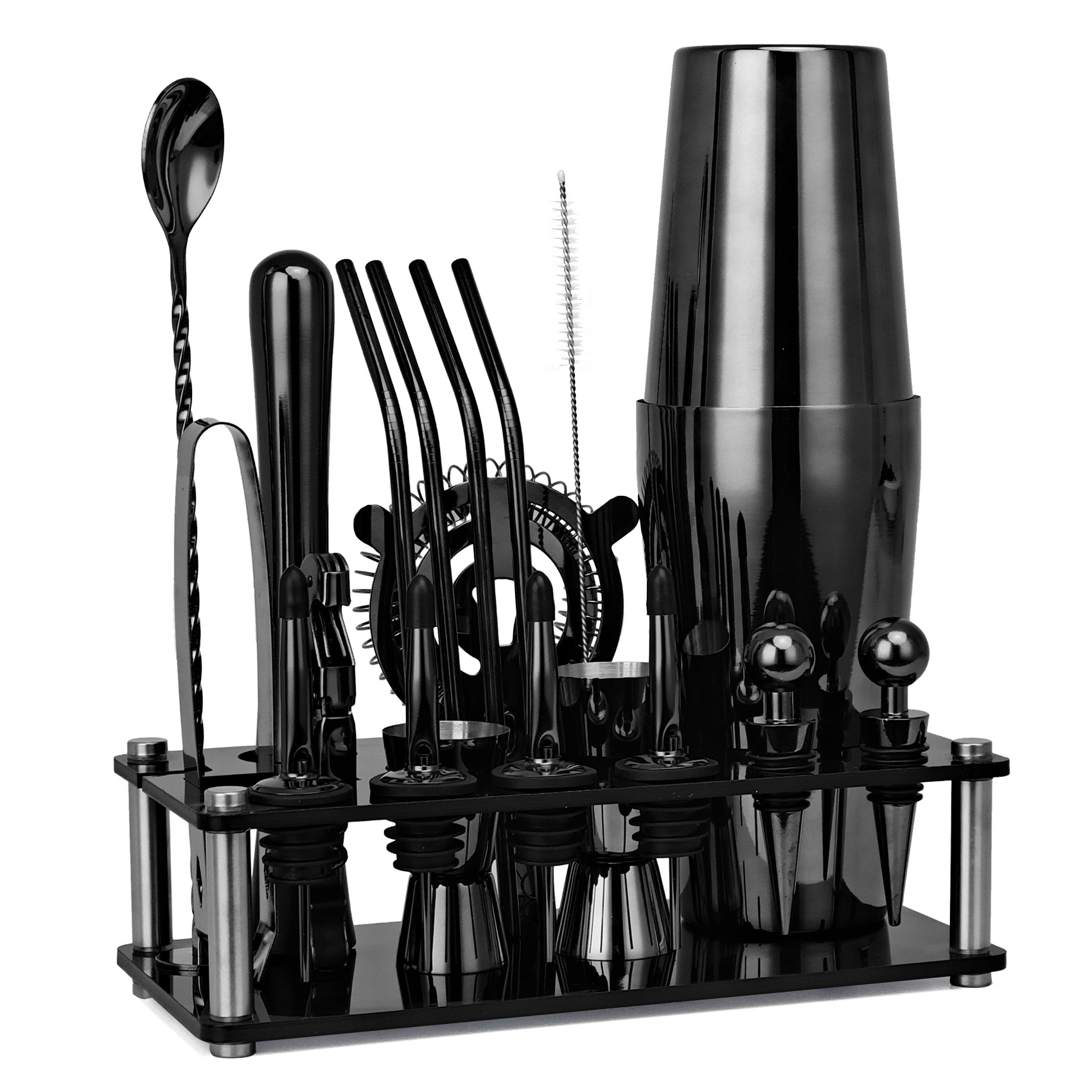 20pcs Black/Rose Gold/Silver 8 - Boston Shaker Set ulasan dan harga