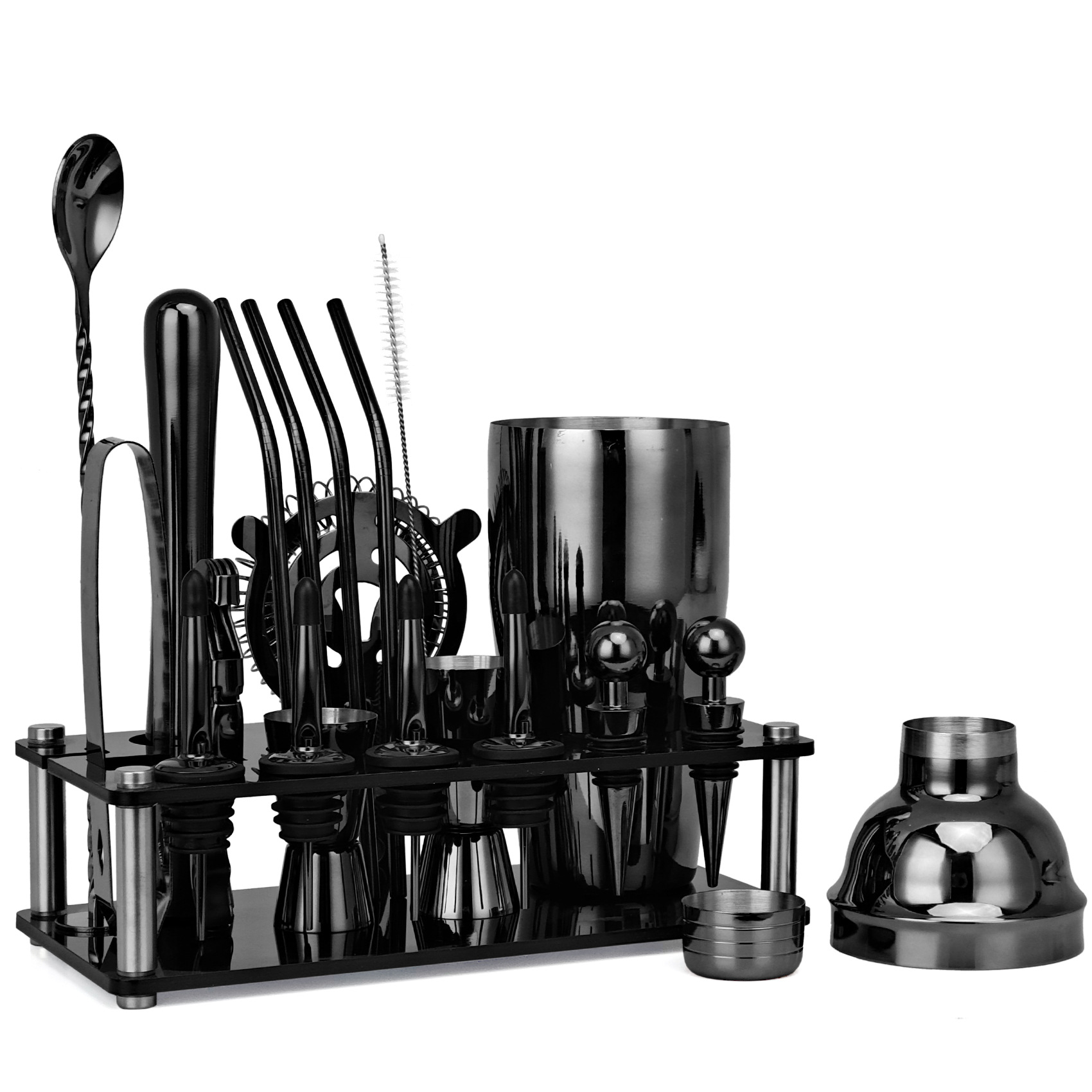 20pcs Black/Rose Gold/Silver 8 - Boston Shaker Set ulasan dan harga