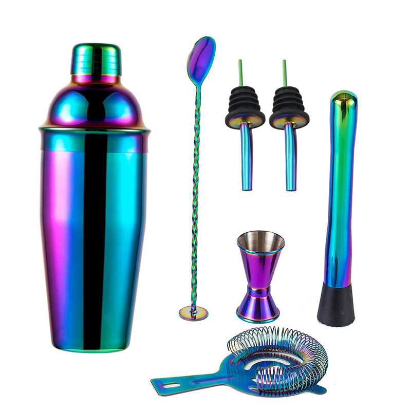 5/7pcs Rainbow Cocktail Shaker - Boston Shaker Set ulasan dan harga