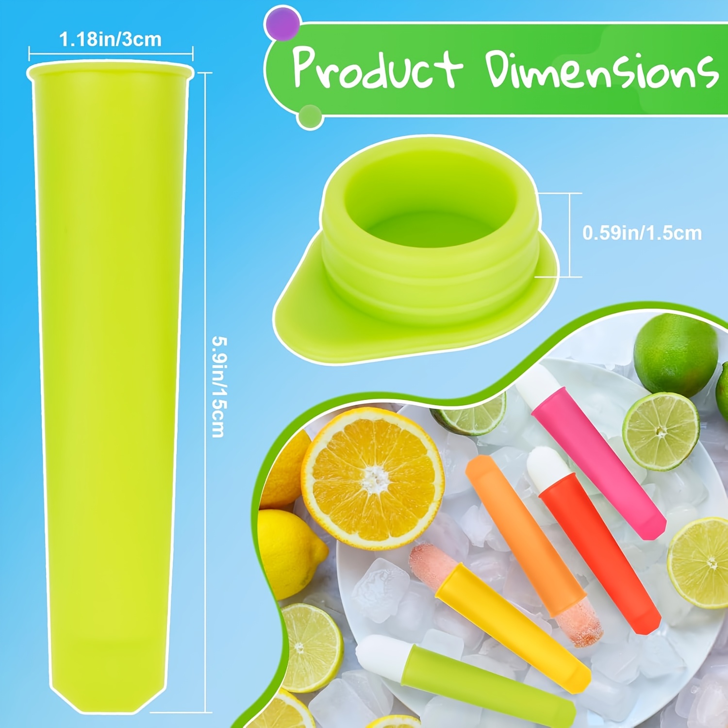 6Pcs Reusable Silicone Popsicl - Citrus Juicer Bar ulasan dan harga