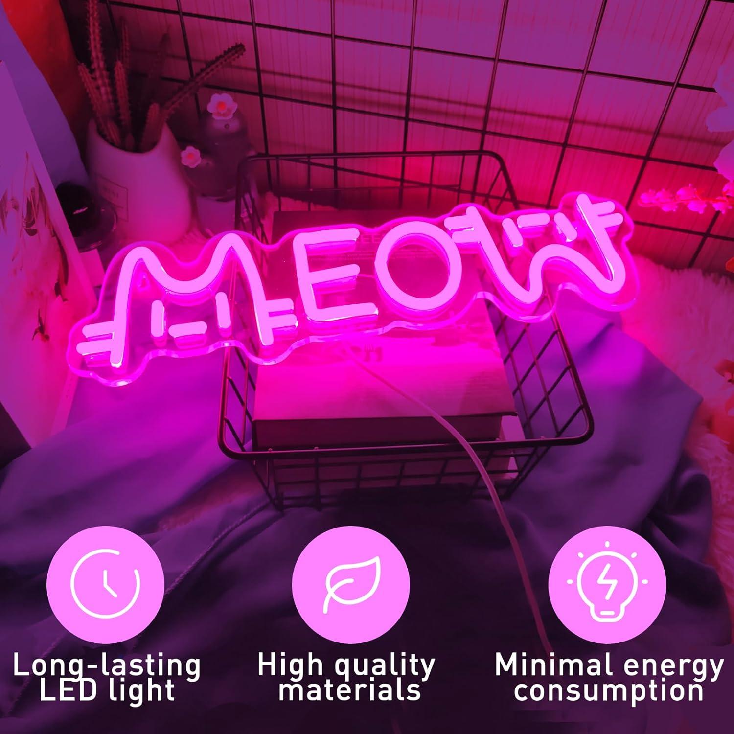 Meow Neon Sign Cat USB Powered - Home Bar Cafe ulasan dan harga