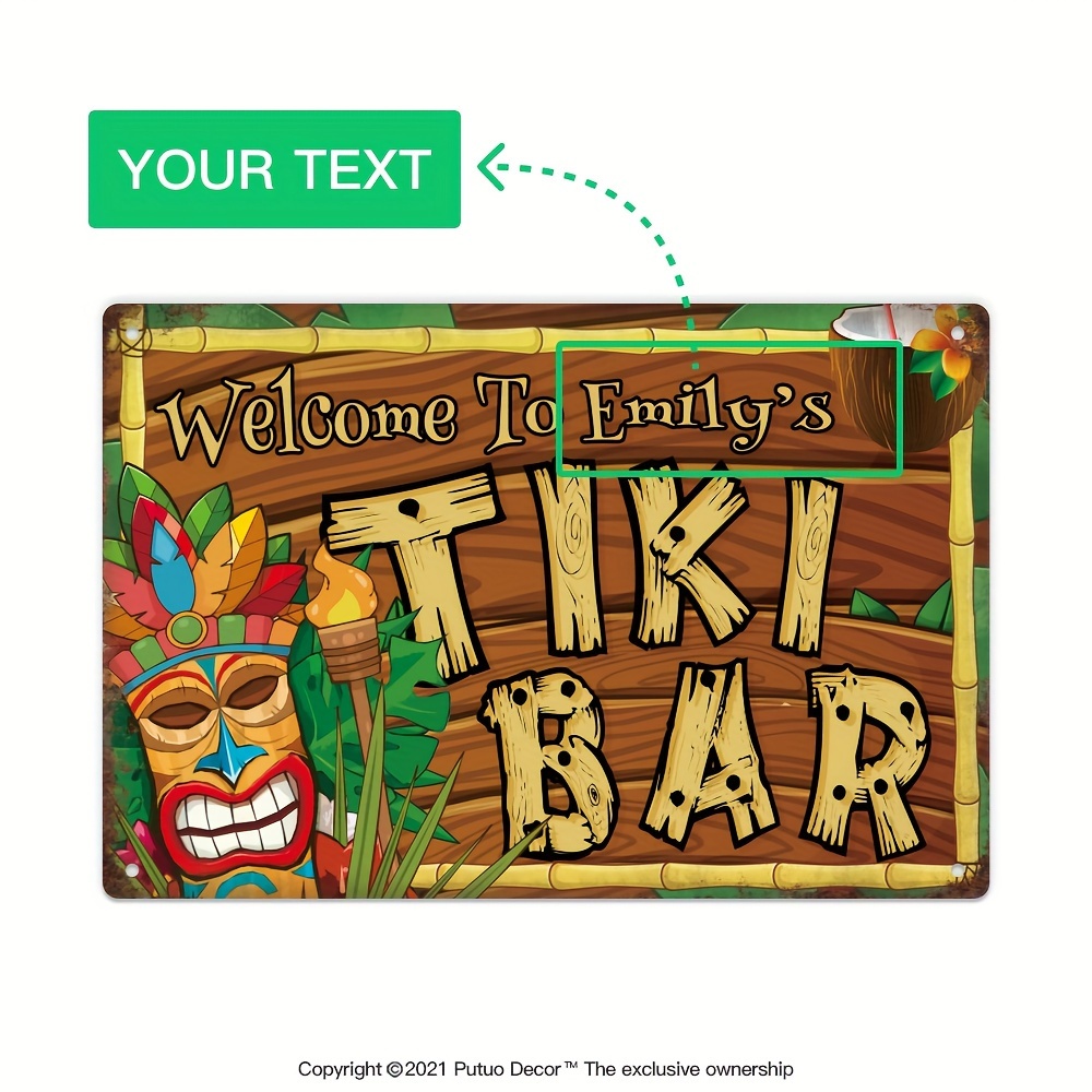 Custom  Decor Tiki Bar Sign, P - Home Bar And Kitchen ulasan dan harga