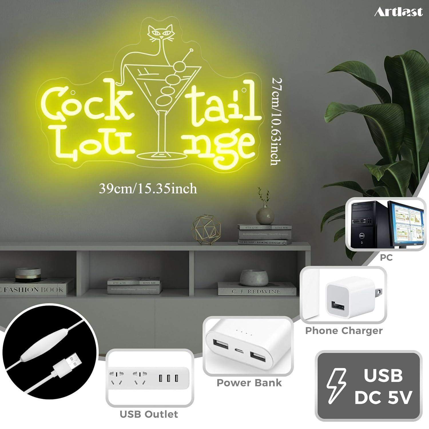 Cocktail Lounge Neon Sign Dimm - Home Bar Cafe ulasan dan harga